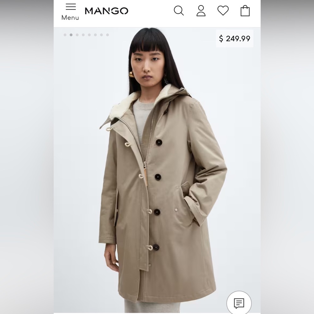 MANGO Midi-parka with shearling collar